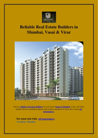 Reliable Real Estate Builders in Mumbai