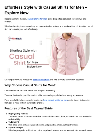 Effortless Style with Casual Shirts for Men – Explore Now