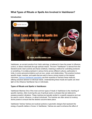 What Types of Rituals or Spells Are Involved in Vashikaran