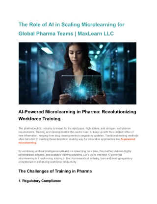 The Role of AI in Scaling Microlearning for Global Pharma Teams _ MaxLearn LLC