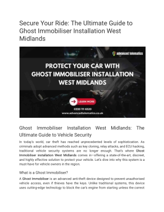 Secure Your Ride_ The Ultimate Guide to Ghost Immobiliser Installation West Midlands