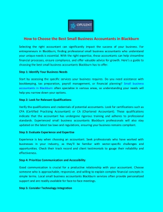 How to Choose the Best Small Business Accountants in Blackburn