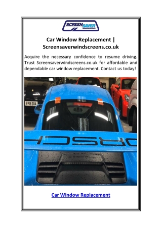 Car Window Replacement  Screensaverwindscreens.co.uk