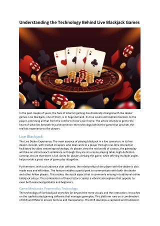 Understanding the Technology Behind Live Blackjack Games
