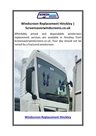 Windscreen Replacement Hinckley  Screensaverwindscreens.co.uk