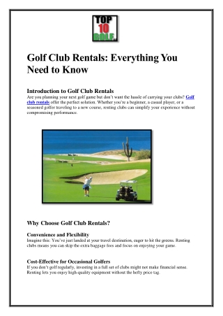 Golf Club Rentals Everything You Need to Know