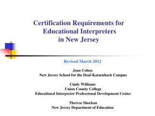 Certification Requirements for Educational Interpreters in New Jersey