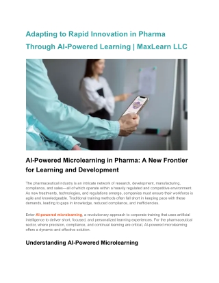 Adapting to Rapid Innovation in Pharma Through AI-Powered Learning _ MaxLearn LLC