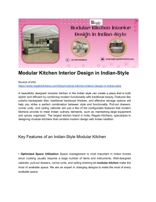 Modular Kitchen Interior Design in Indian-Style