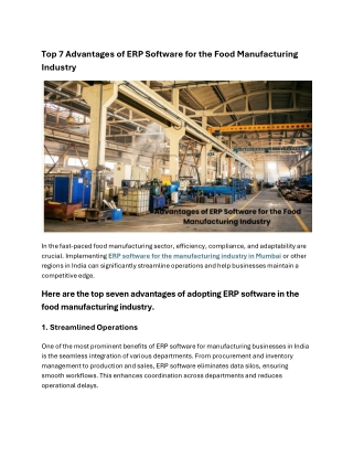 Top 7 Advantages of ERP Software for the Food Manufacturing Industry