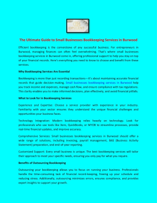 The Ultimate Guide to Small Businesses Bookkeeping Services in Burwood