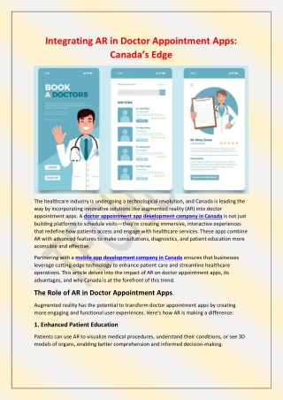 Integrating AR in Doctor Appointment Apps Canada’s Edge