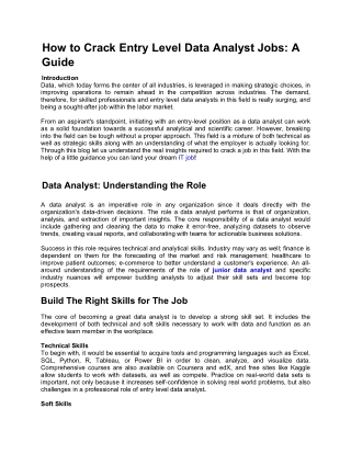 How to Crack Entry Level Data Analyst Jobs