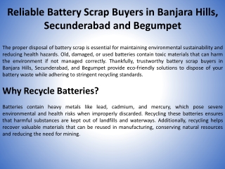 Reliable Battery Scrap Buyers in Banjara Hills, Secunderabad and Begumpet