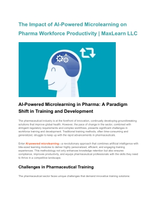The Impact of AI-Powered Microlearning on Pharma Workforce Productivity _ MaxLearn LLC