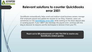 How to eliminate QuickBooks Error 2501