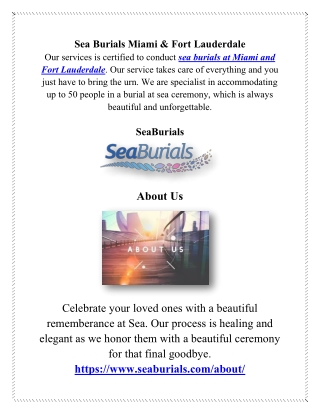 Sea Burials Miami & Fort Lauderdale