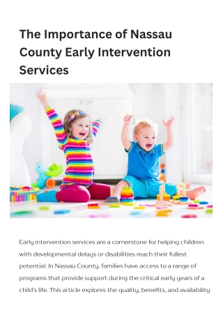 The Importance of Nassau County Early Intervention Services