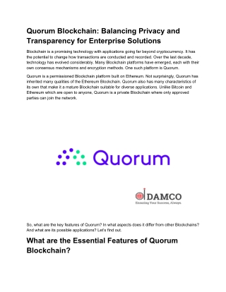 How Leading Brands are Transforming Operations with Quorum Blockchain Innovation