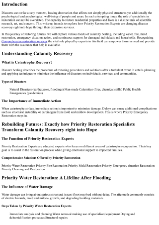 Rebuilding Futures: How Priority Restoration Experts Change Catastrophe Recupera