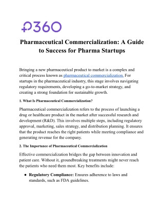 Pharmaceutical Commercialization: A Guide to Success for Pharma Startups