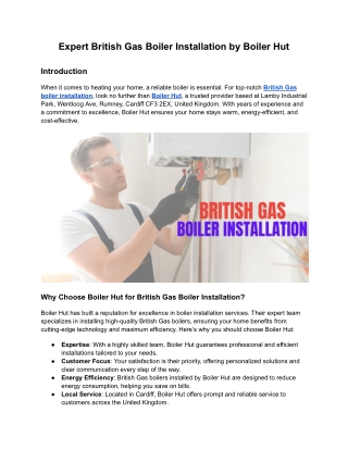 Expert British Gas Boiler Installation by Boiler Hut