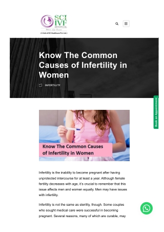 Know The Common Causes of Infertility in Women