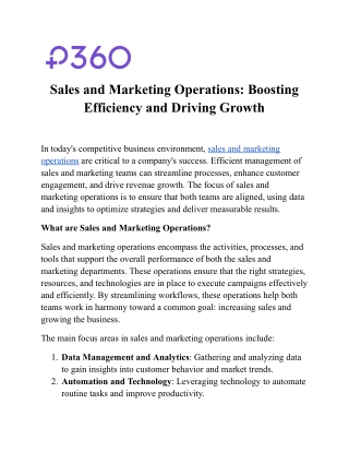 Sales and Marketing Operations: Boosting Efficiency and Driving Growth