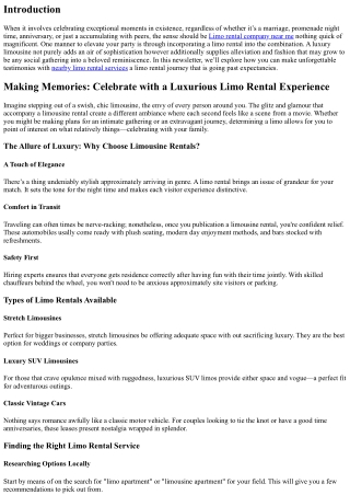 Making Memories: Celebrate with a Luxurious Limo Rental Experience