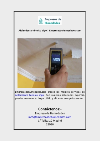 Aislamiento térmico Vigo  Empresasdehumedades.com