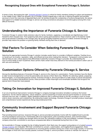 Honoring Loved Ones with Extraordinary Funeraria Chicago IL Solution