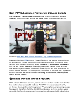 Best IPTV Subscription Providers in USA and Canada