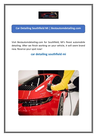 Car Detailing Southfield Mi  Bestautomdetailing