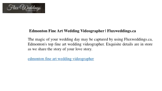 Edmonton Fine Art Wedding Videographer  Fluxweddings.ca