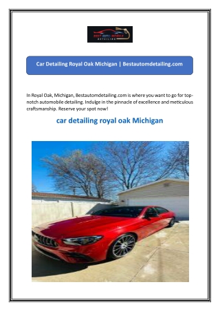 Car Detailing Royal Oak Michigan  Bestautomdetailing