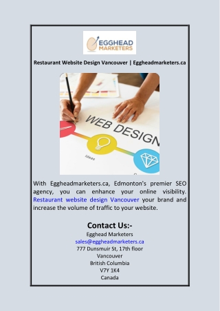 Restaurant Website Design Vancouver  Eggheadmarketers.ca