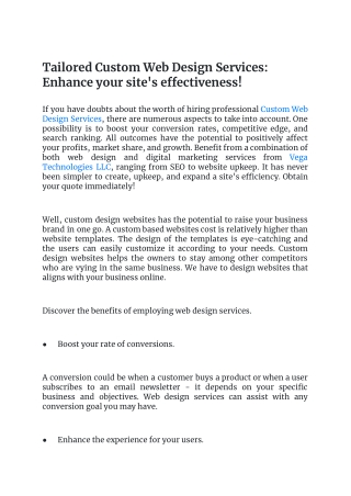 Tailored Custom Web Design Services_ Enhance your site's effectiveness
