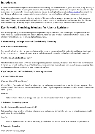 Eco-Friendly Plumbing Solutions for Alberta Residents