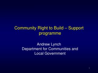 Community Right to Build – Support programme