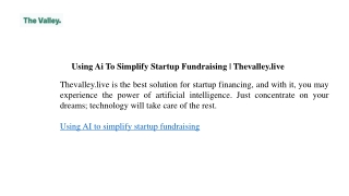 Using Ai To Simplify Startup Fundraising  Thevalley.live
