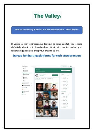 Startup Fundraising Platforms For Tech Entrepreneurs  Thevalley.live