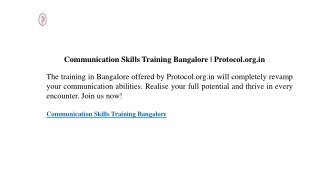 Communication Skills Training Bangalore  Protocol.org.in