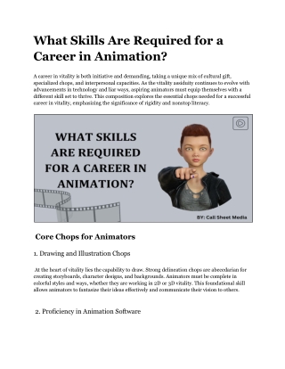 What Skills Are Required for a Career in Animation