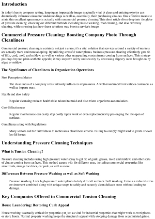 Commercial Pressure Cleaning: Boosting Service Picture Via Sanitation