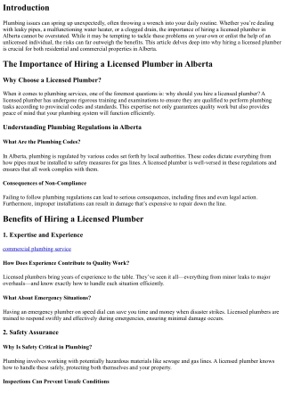 The Importance of Hiring a Licensed Plumber in Alberta