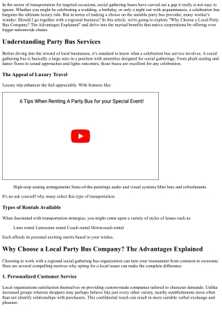 “Why Choose a Local Party Bus Company? The Advantages Explained”