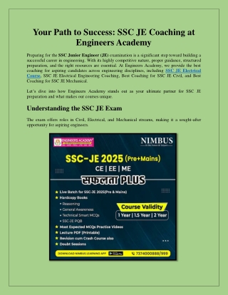 Your Path to Success SSC JE Coaching at Engineers Academy