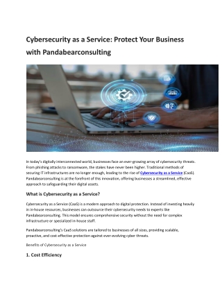 Cybersecurity as a Service: Protect Your Business with Pandabearconsulting