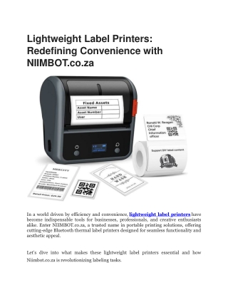 Lightweight Label Printers by Niimbot | Portable, Compact, and Efficient Solutio