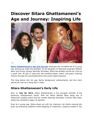 Discover Sitara Ghattamaneni’s Age and Journey_ Inspiring Life